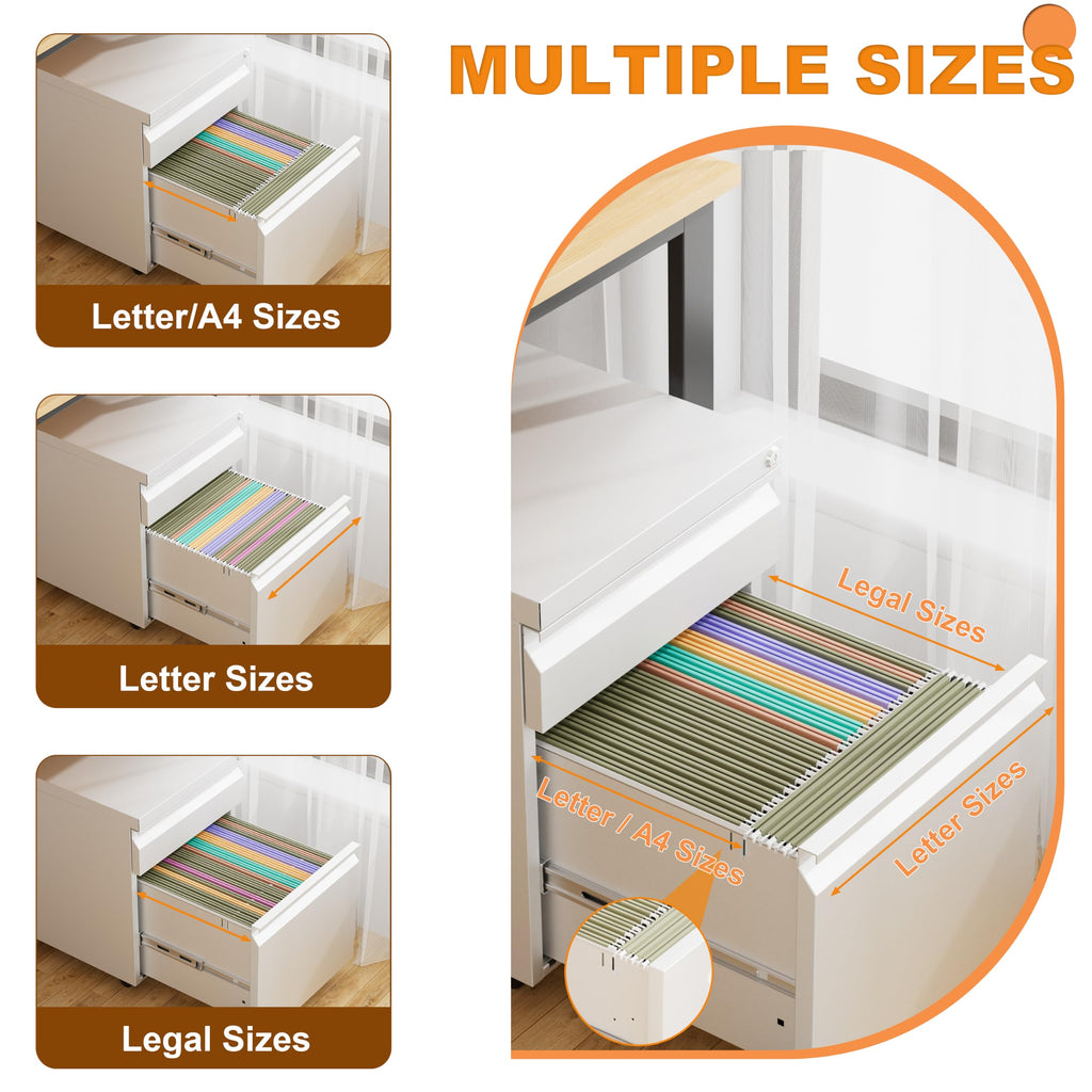 2 Drawer Metal Mobile File Cabinet with Lock Y3147