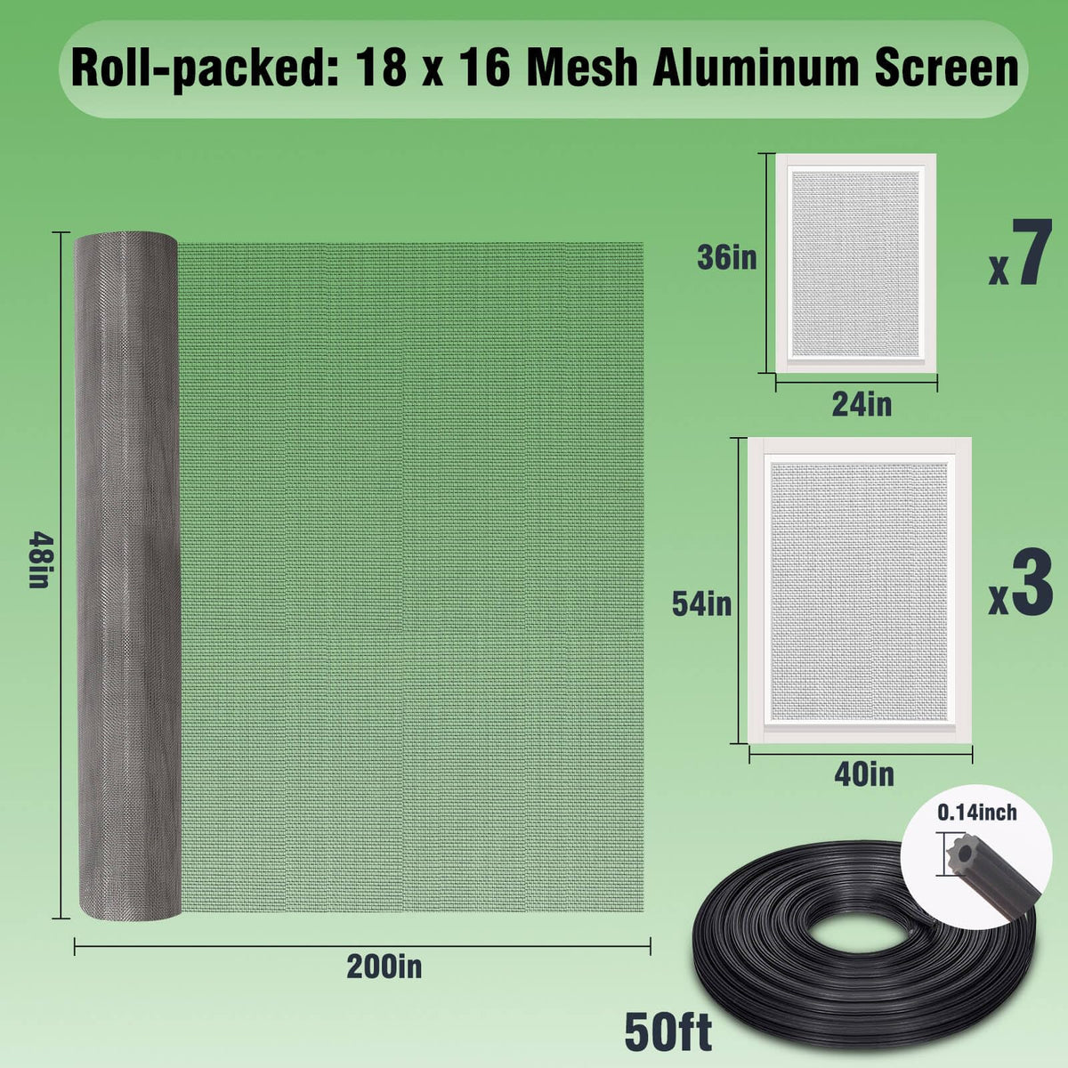 Aluminum Screen Roll with Spline & Rolling Tool A976