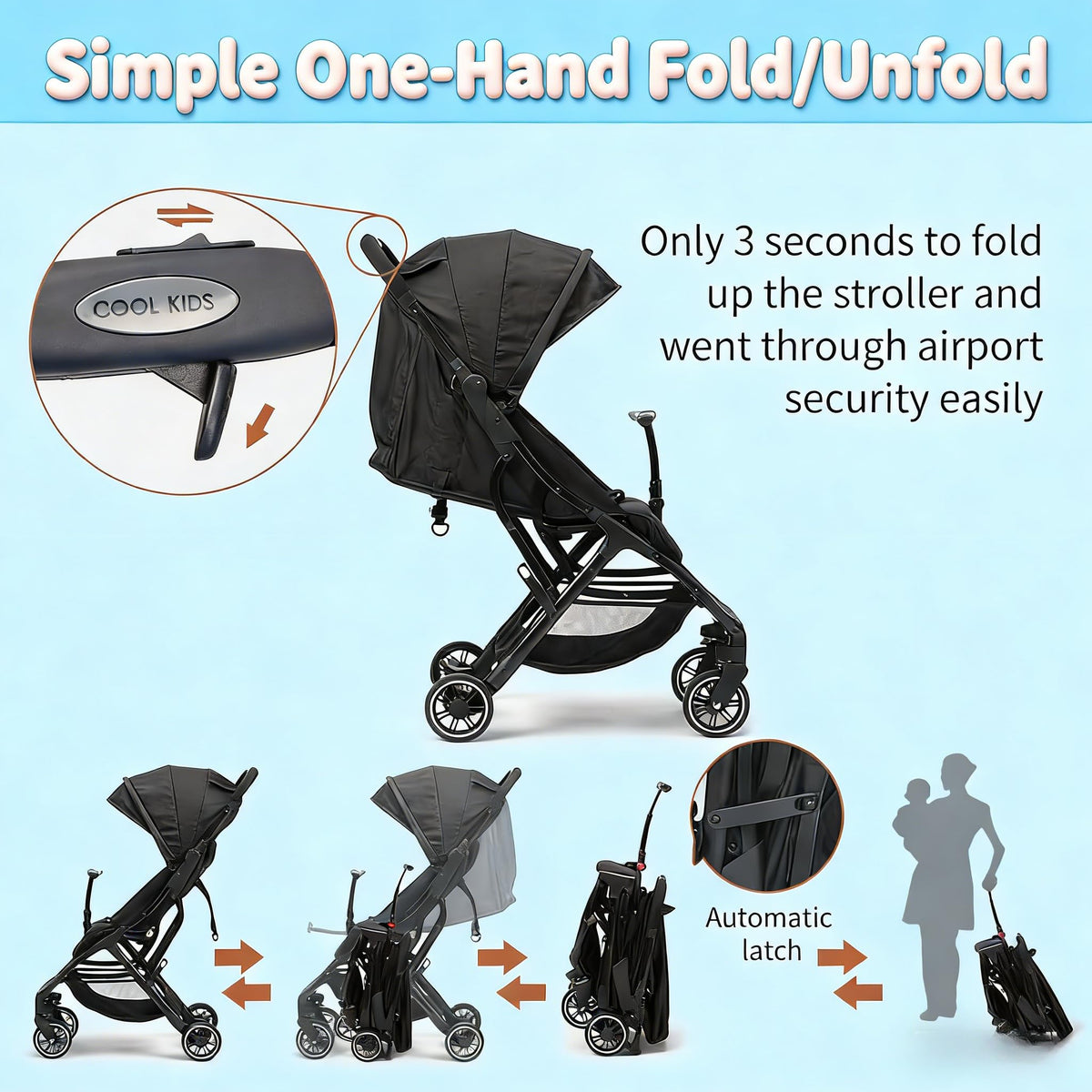 Portable Lightweight Umbrella Stroller with Sun Canopy J329