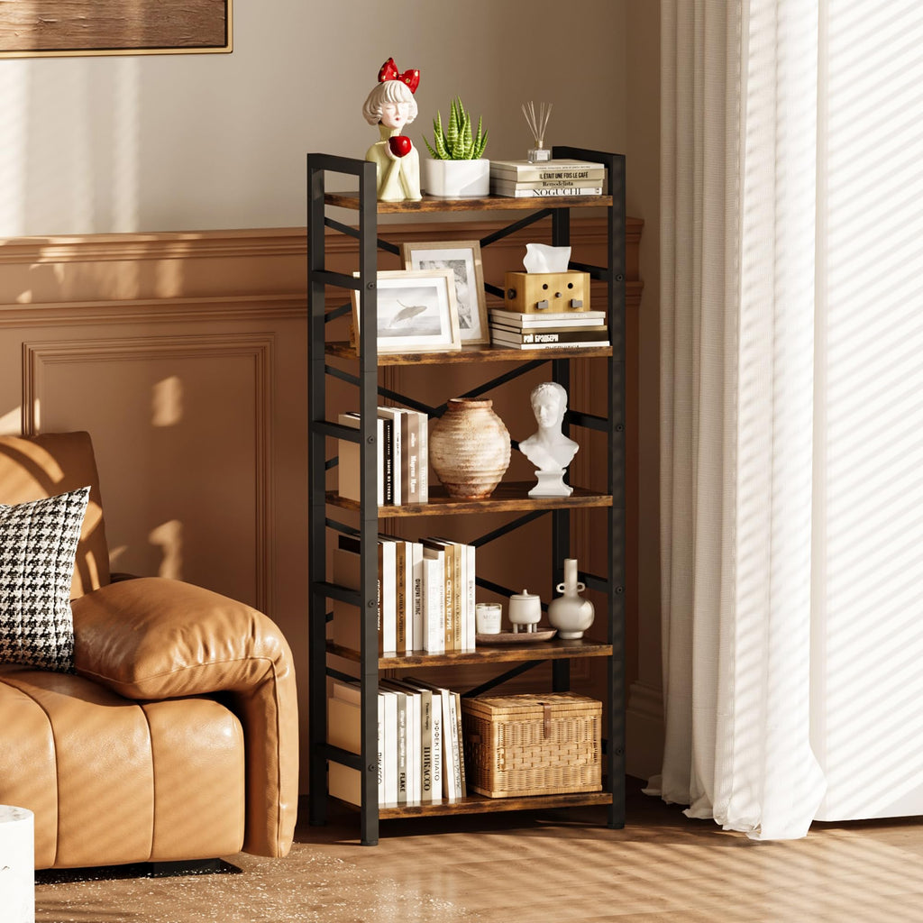 5 Tier Wood and Metal Bookshelf R148