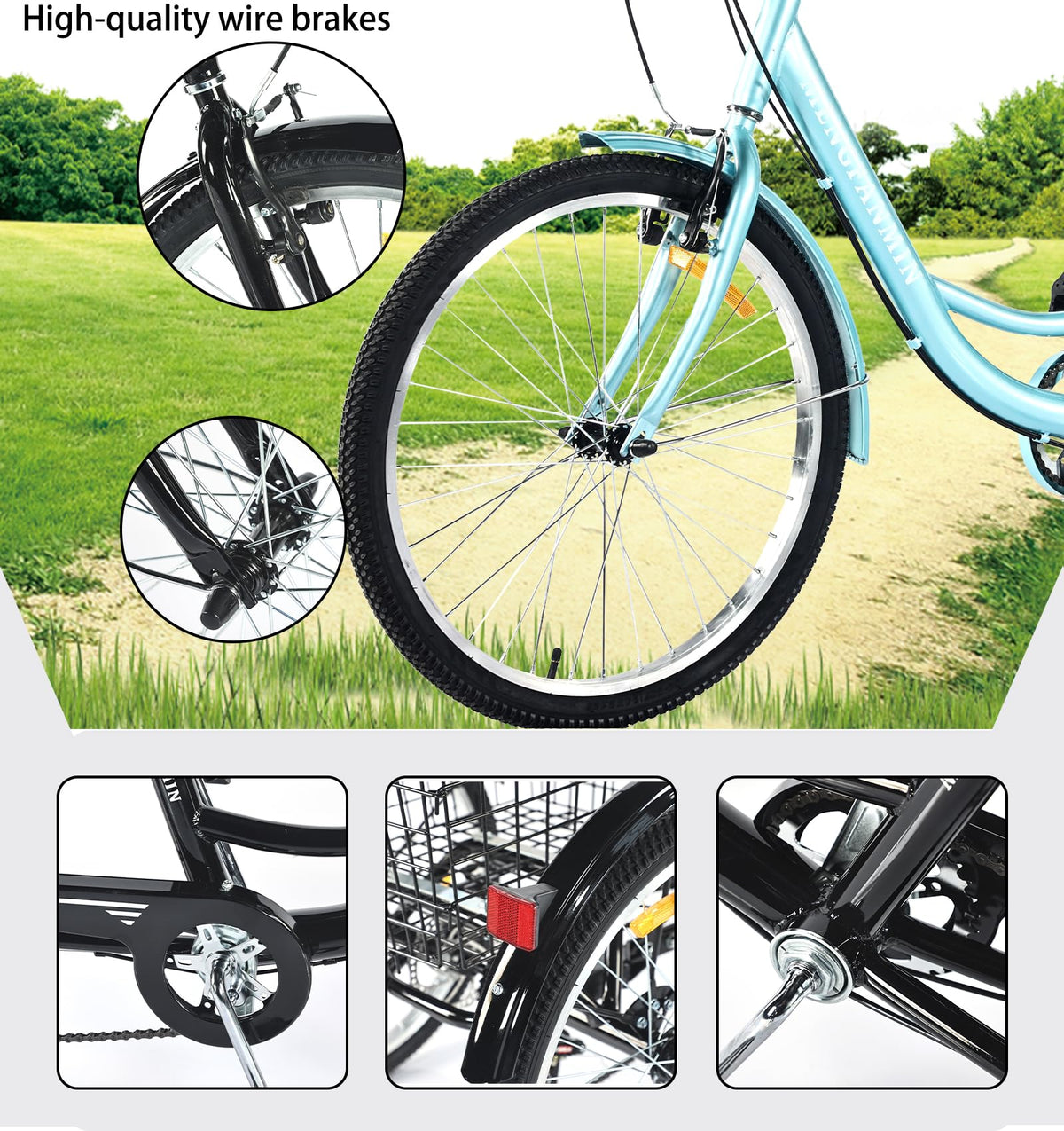 7 Speed Adult Tricycle with Child Seat and Rear Baskets T940