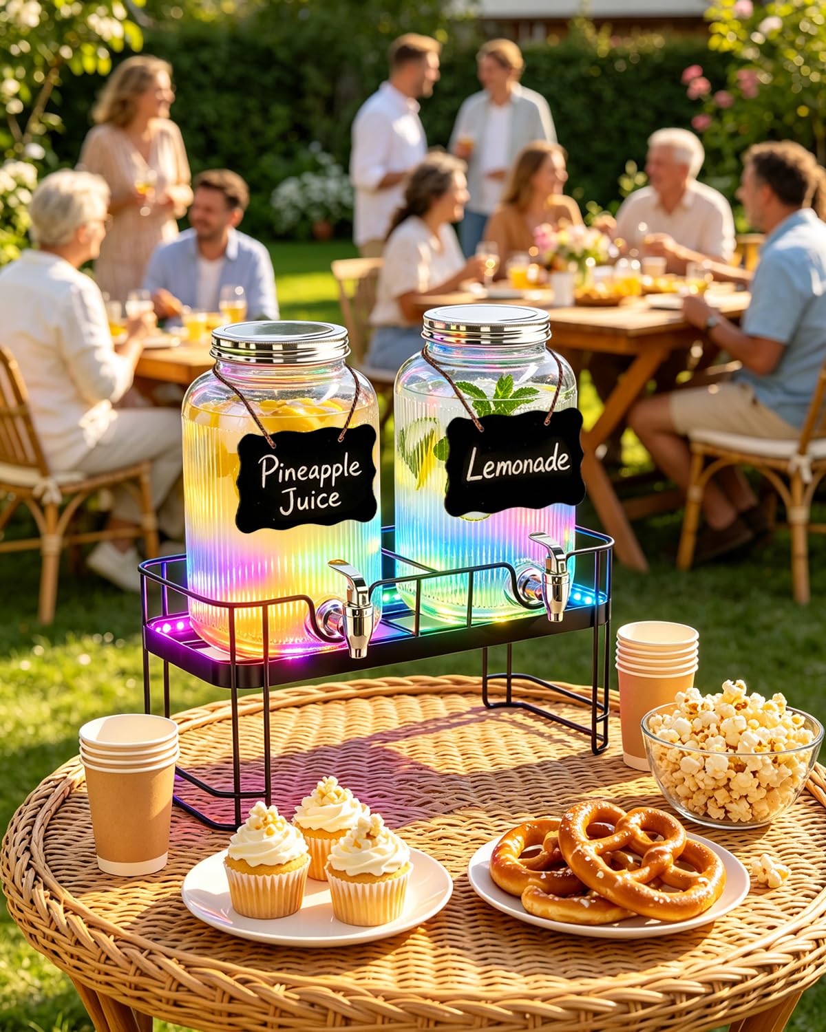 2 Pack 1 Gallon Glass Drink Dispensers with Stand C50401