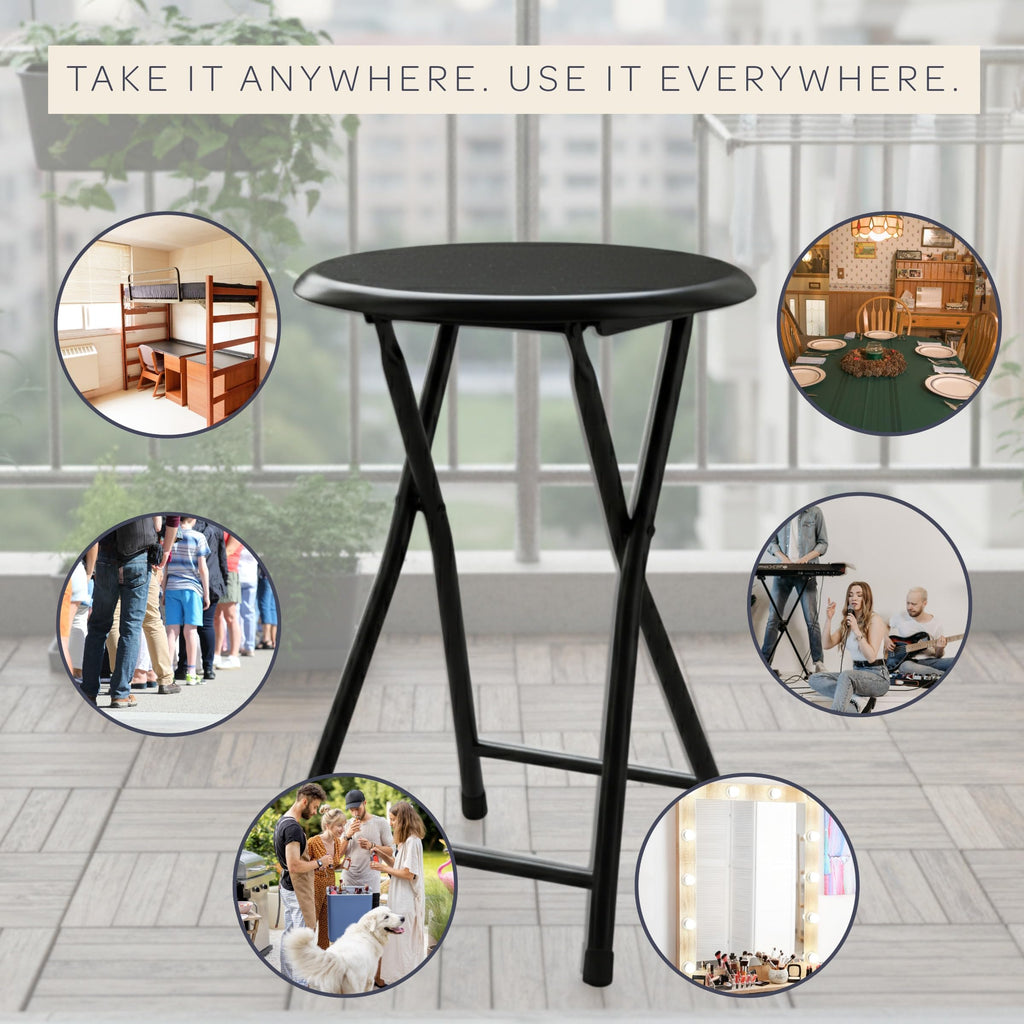 Black 18 Inch Portable Folding Stool F3005