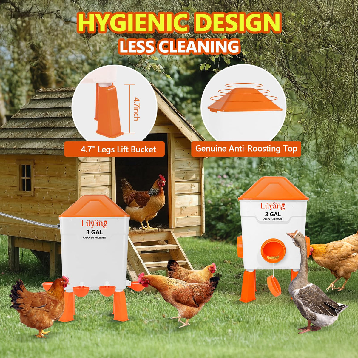 3 Gallon Automatic Chicken Waterer & Feeder Set K893054