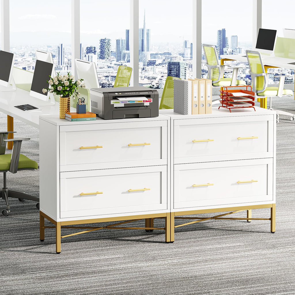 White 2 Drawer Wood File Cabinet K7890