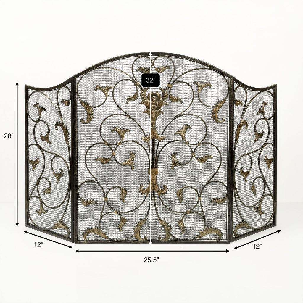 Black Decorative Metal Fireplace Screen H196049