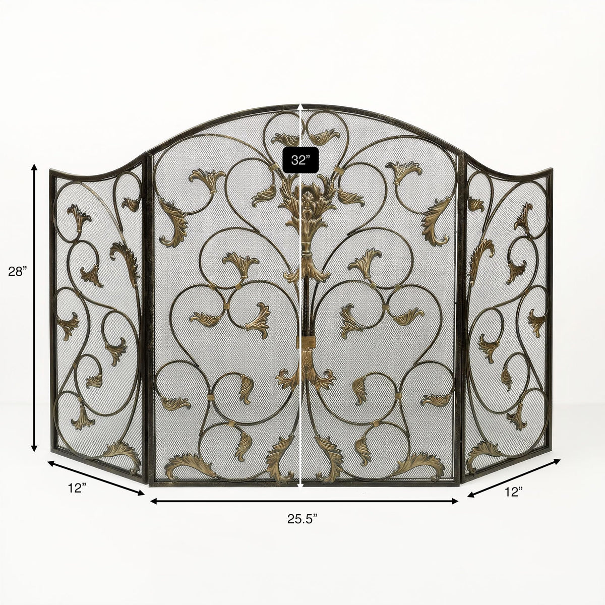 Black Decorative Metal Fireplace Screen H196049