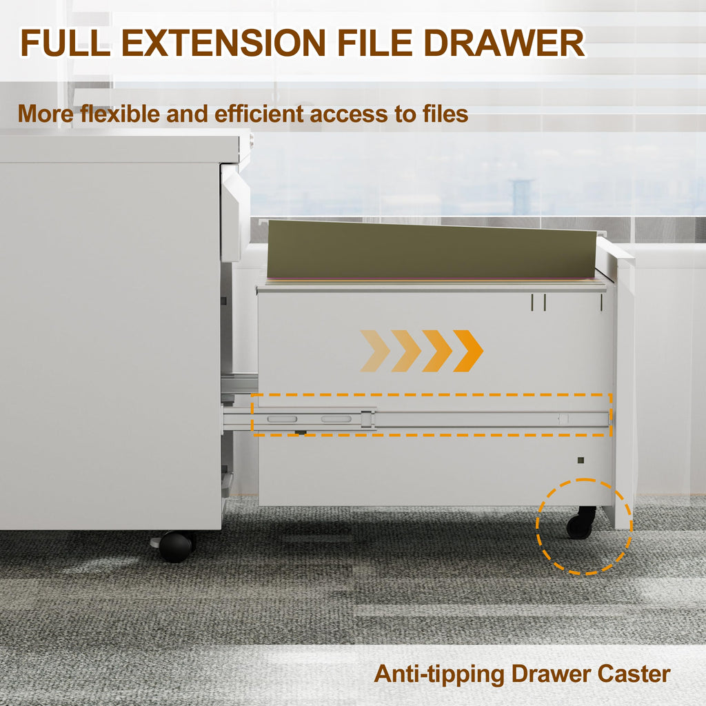 2 Drawer Metal Mobile File Cabinet with Lock Y3147