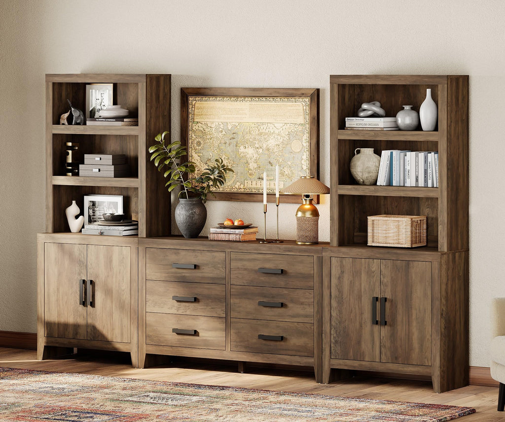 4-Piece Modular Entertainment Center with Bookshelves N150857
