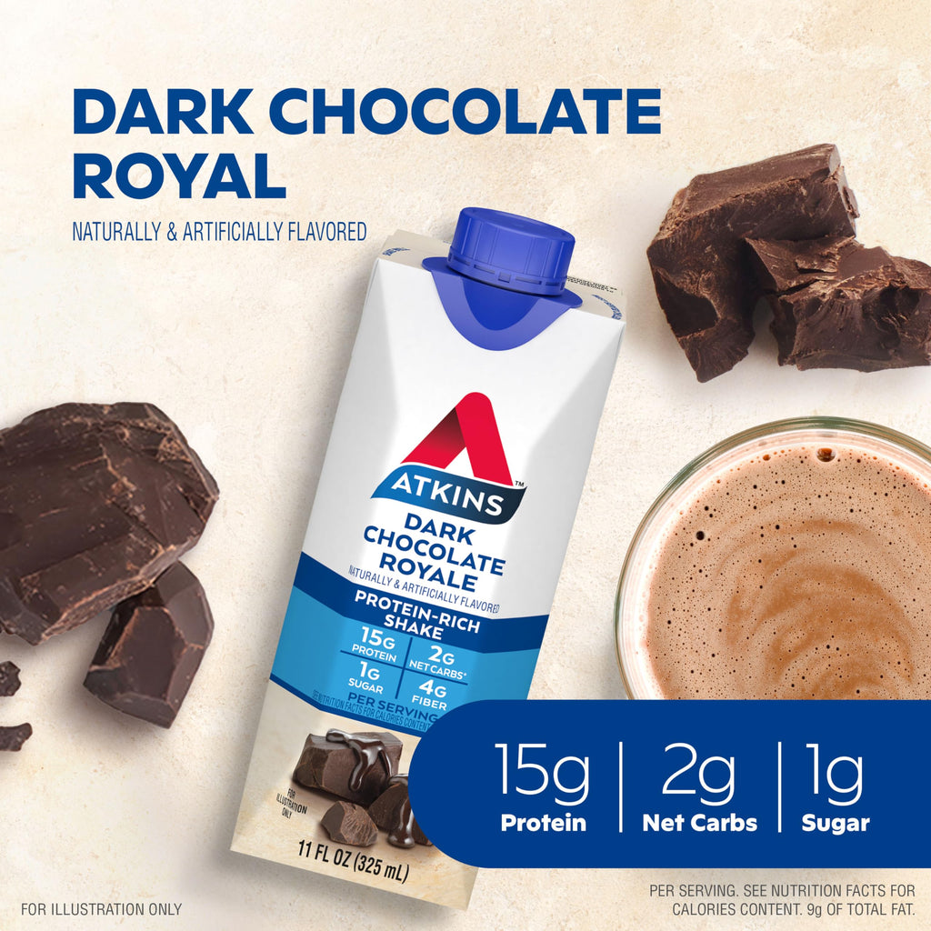 Dark Chocolate Vanilla Protein Shake, 15g Protein, 12 Count R467061