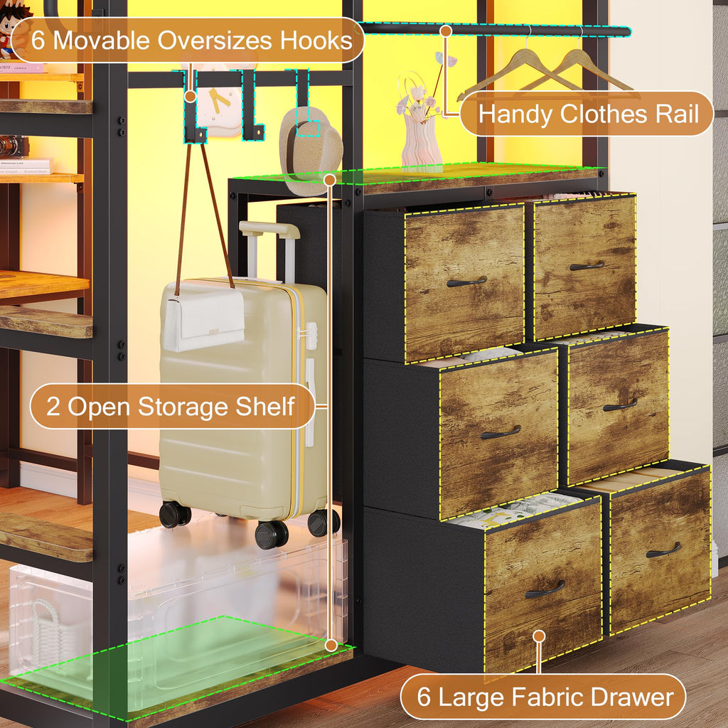 Twin Loft Bed with Desk and 6 Storage Drawers O417576