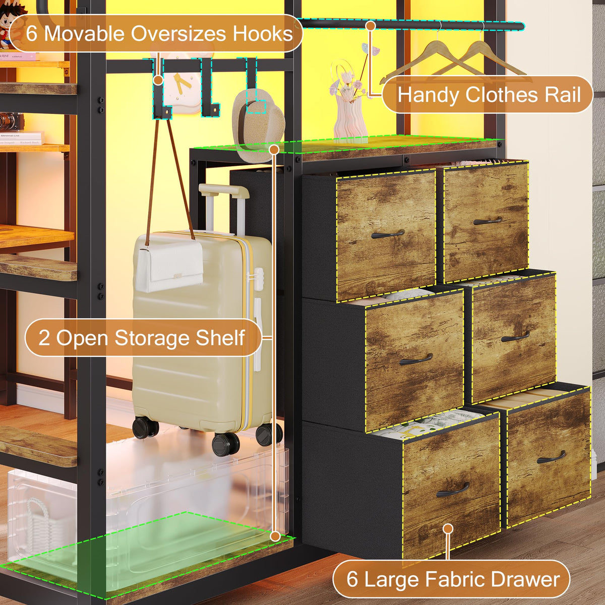 Twin Loft Bed with Desk and 6 Storage Drawers O417576