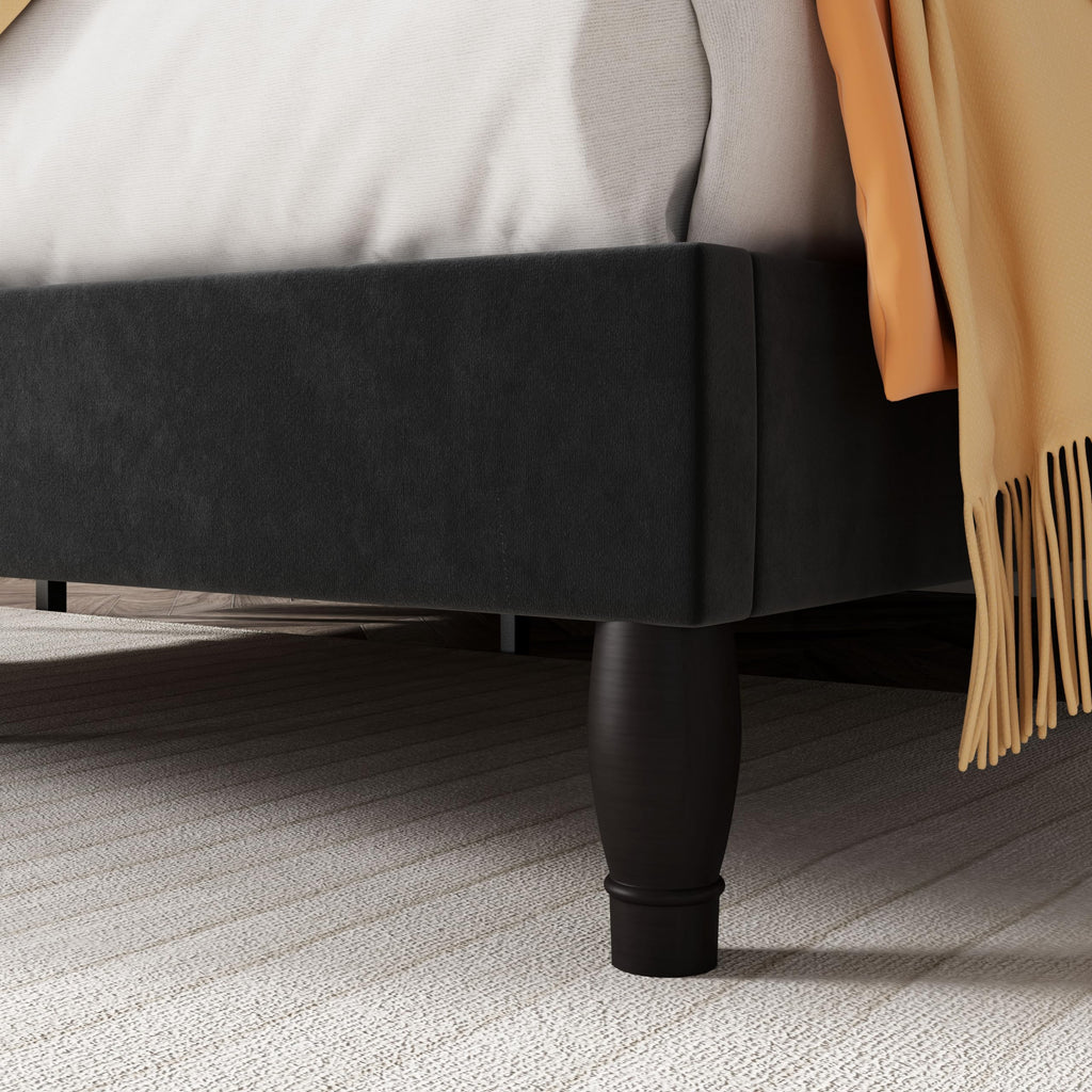 Queen Size Velvet Upholstered Bed Frame with Adjustable Headboard B126