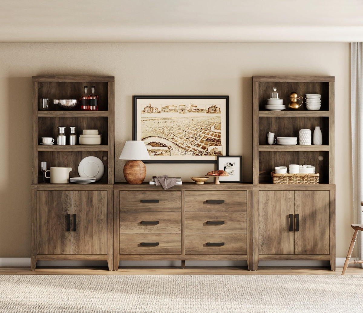 4-Piece Modular Entertainment Center with Bookshelves N150857