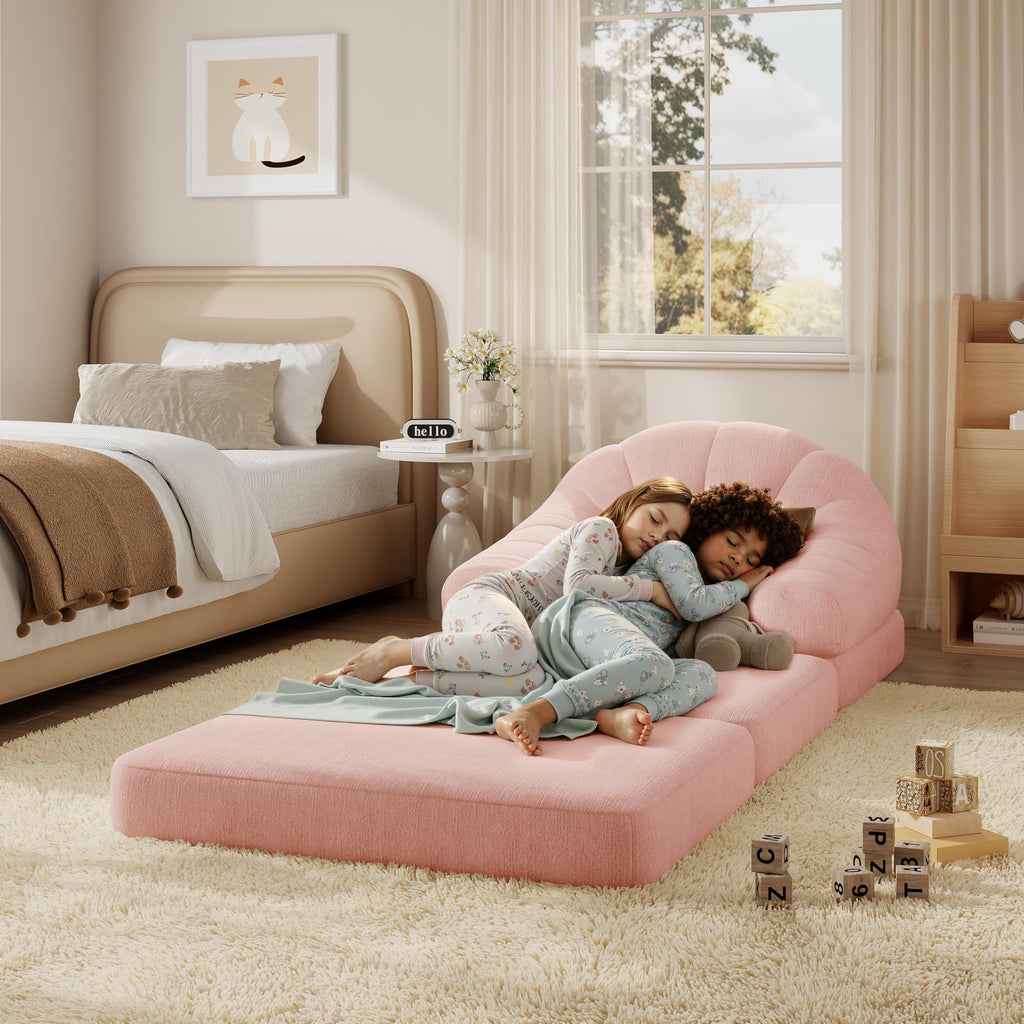 Pink Chenille Convertible Sofa Bed K145673