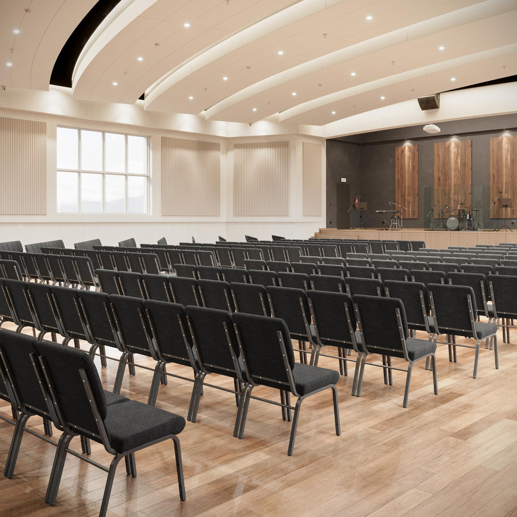 Dark Gray Fabric Stacking Church Chair 4 Pack D566014