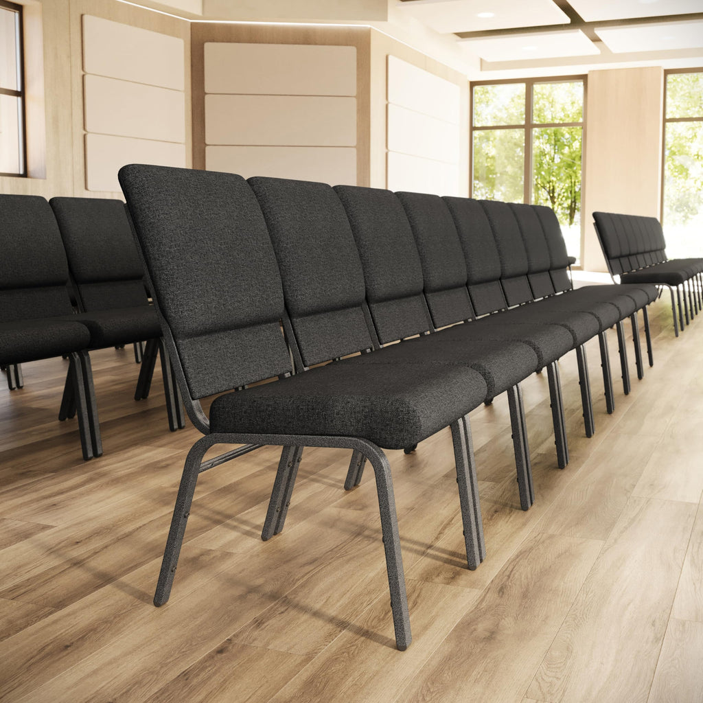 Dark Gray Fabric Stacking Church Chair 4 Pack D566014