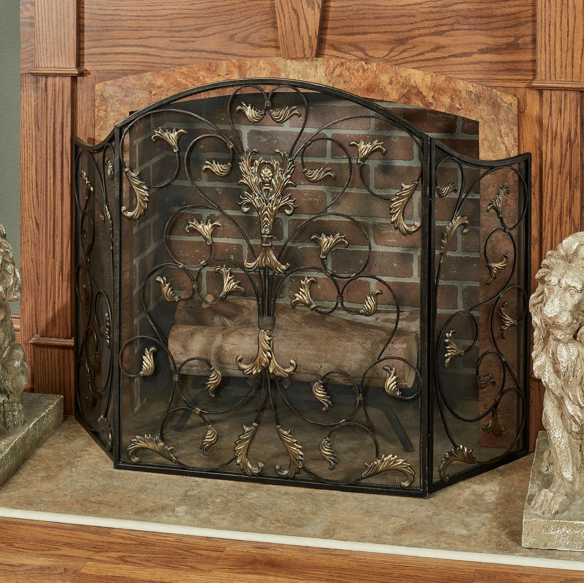 Black Decorative Metal Fireplace Screen H196049