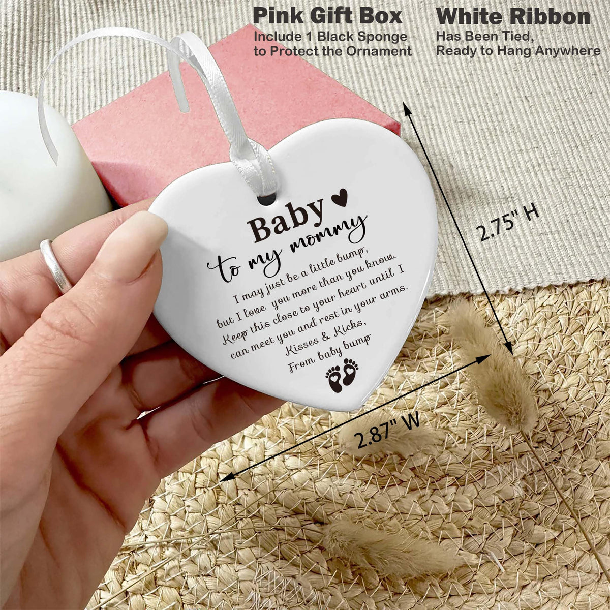 White Ceramic Heart Shaped Ornament V539482