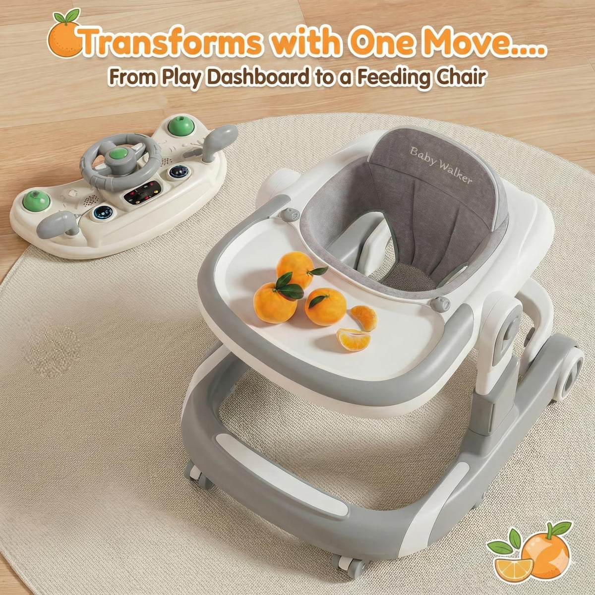Foldable Baby Walker with Wheels and Bouncing Foot Mat L8238