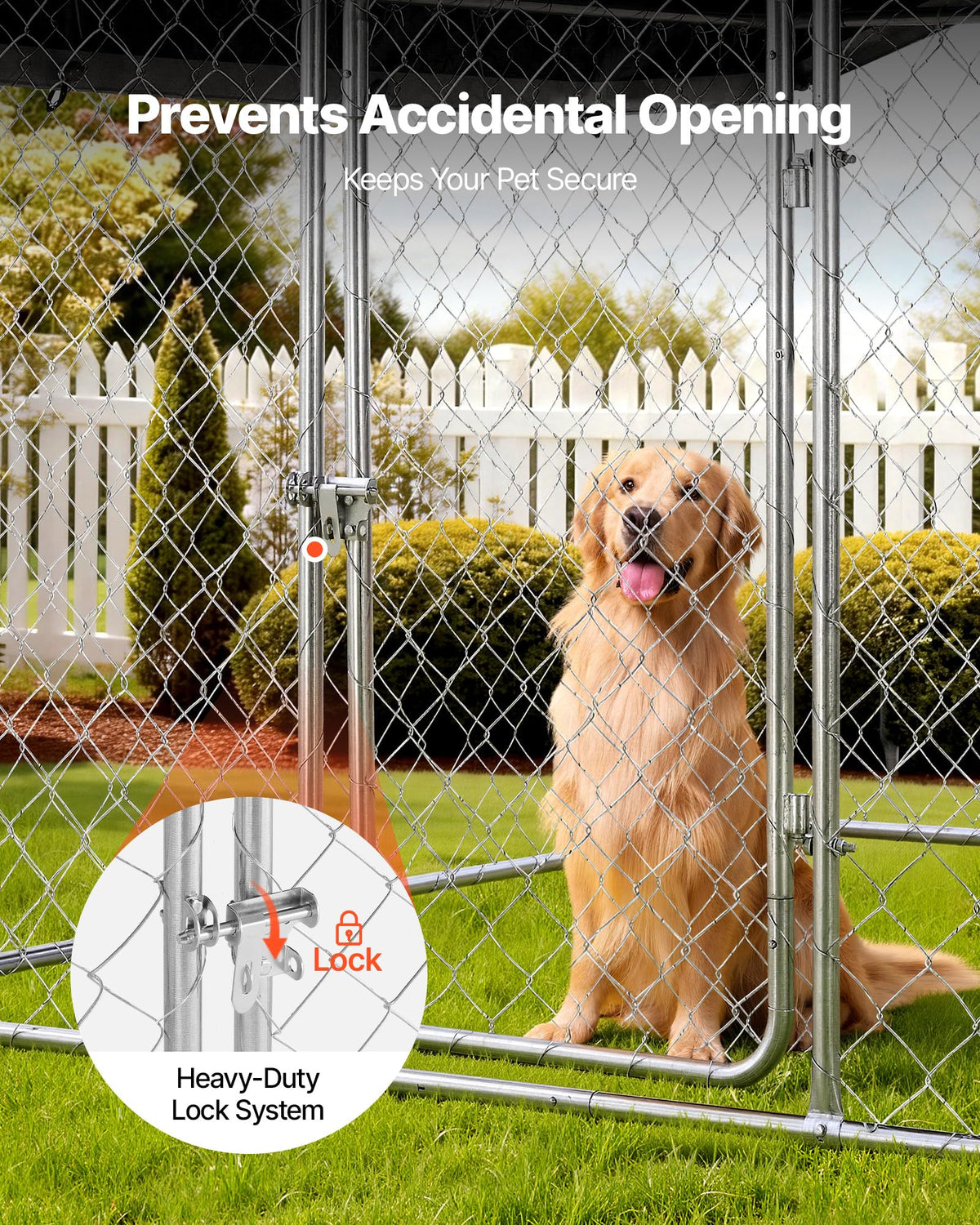 Outdoor Dog Kennel, 6.56 x 6.56 x 5.25 ft with UV-Resistant & Waterproof Roof Cover D27972