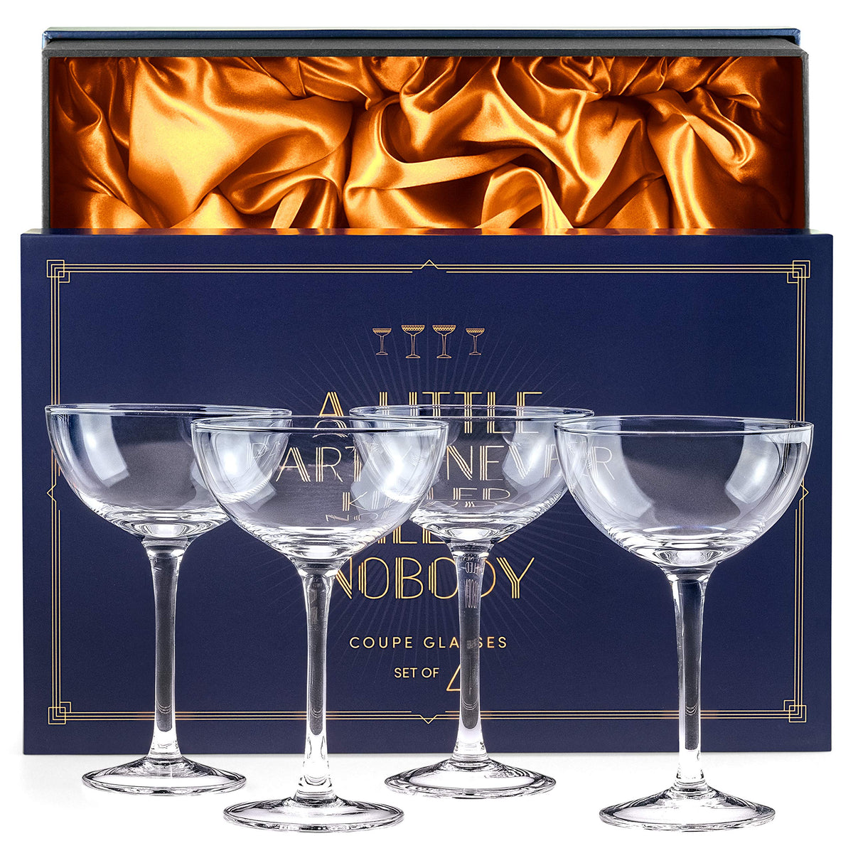 Set of 4 Vintage Crystal Champagne Coupe Glasses W379111