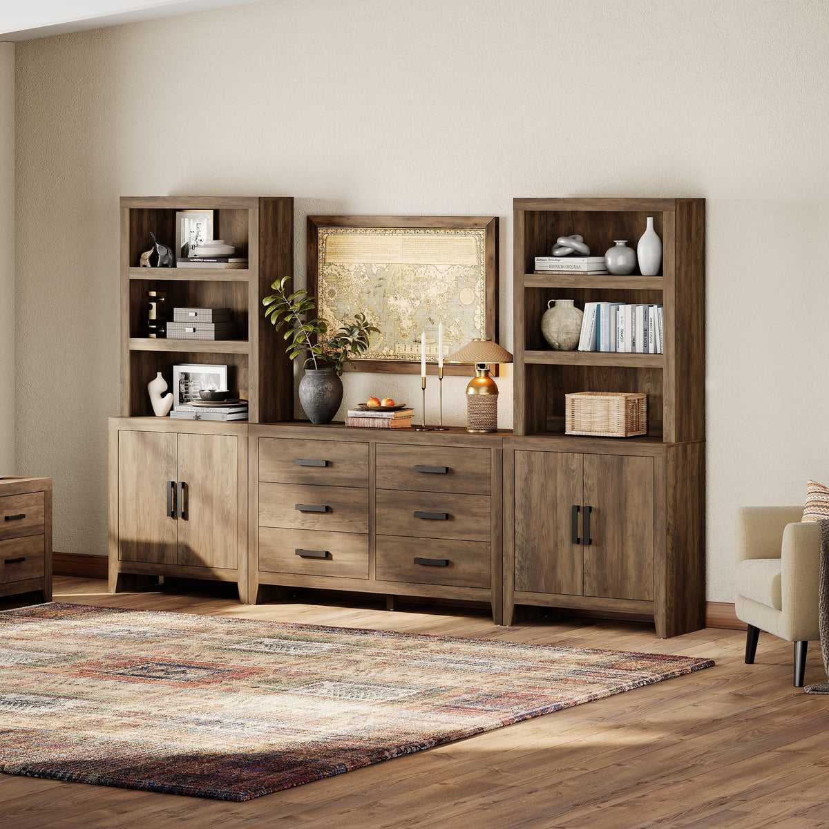 4-Piece Modular Entertainment Center with Bookshelves N150857